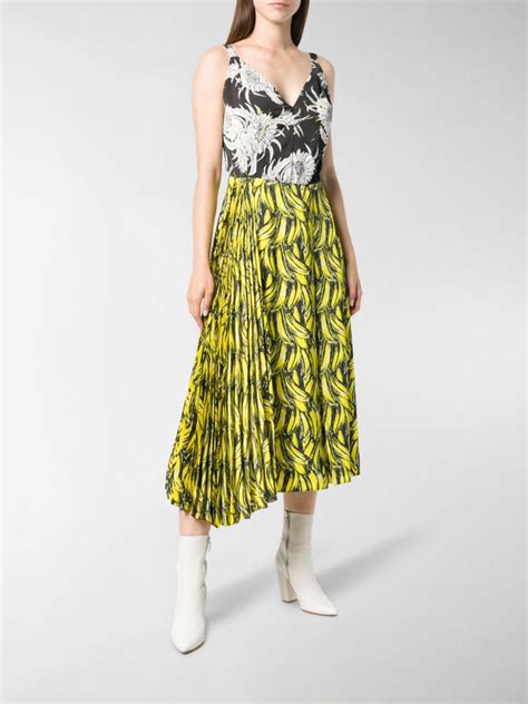 Prada Banana Print Midi Dress 